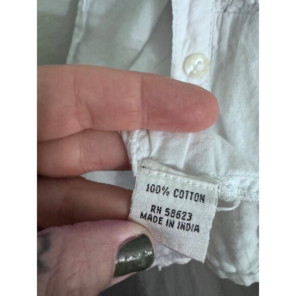 Claudia Richard white button down shirt size L coquette cottage fairy renaissanc - Picture 3 of 6